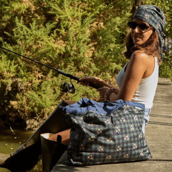 Sac cabas moyen tartan fleuri