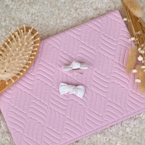 Barrettes clic-clac petits noeuds broderie anglaise étoiles blanches