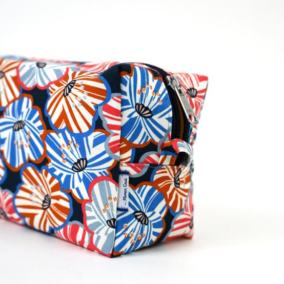 Trousse de toilette rectangle anémones rayées