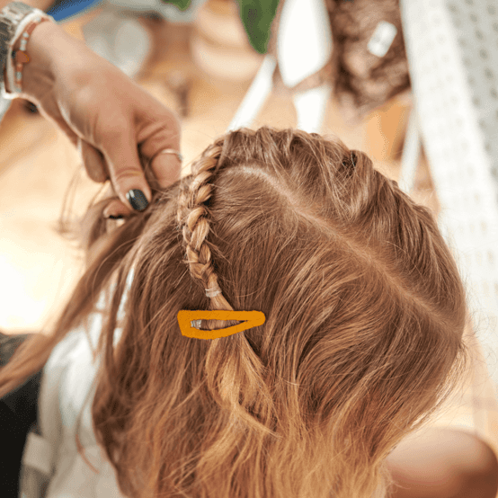Barrette clic-clac tissu ochre
