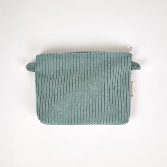 Mini pochette tissu velours côtelé lichen