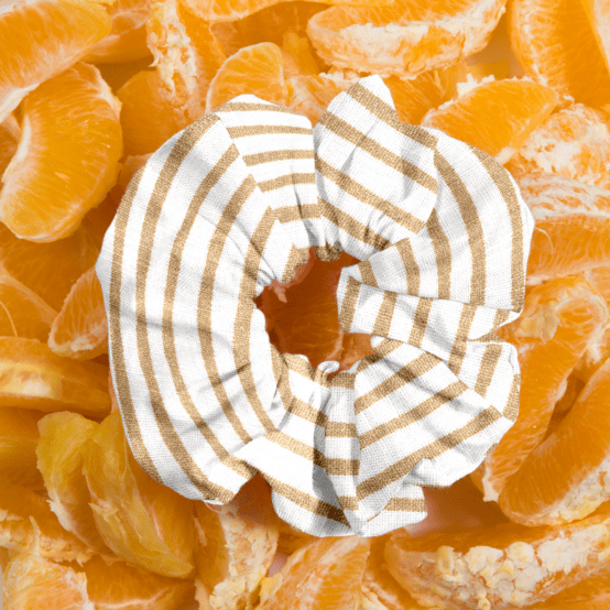 Chouchou rayé or blanc