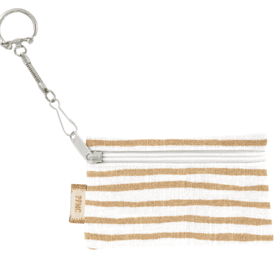 Pochette porte-clés rayé or blanc
