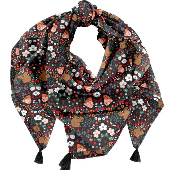 Foulard pompon casse noisette