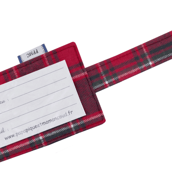 Etiquette bagage tartan rouge