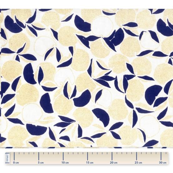 Tissu coton au mètre citrons dorés