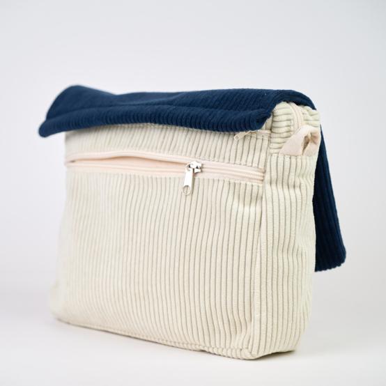 Base grande besace sans bandoulière velours côtelé large ivoire