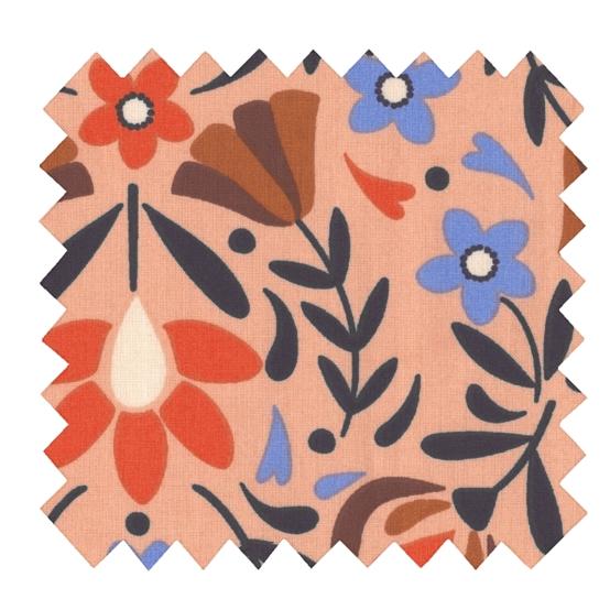 Tissu coton au mètre ex2574 fleuri rétro caramel