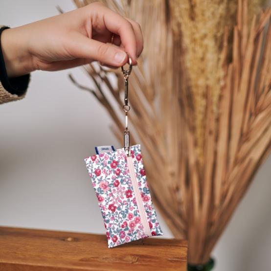 Pochette porte-clés rose grenadine