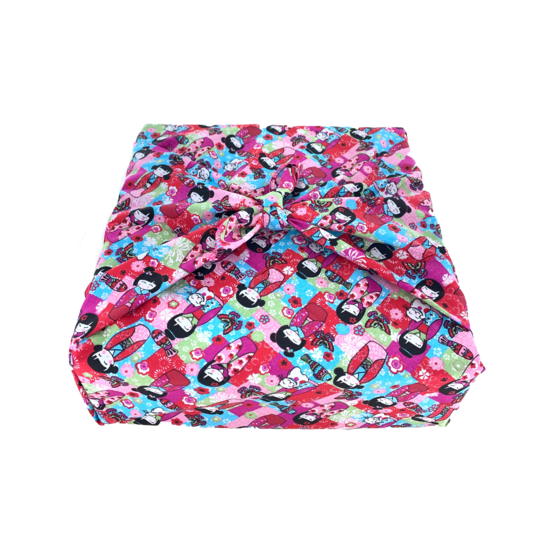 Furoshiki grand 73 x 73 cm kokeshis