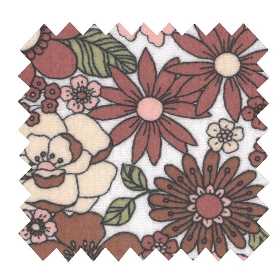 Tissu ex2635 gaze fleur rétro terracotta