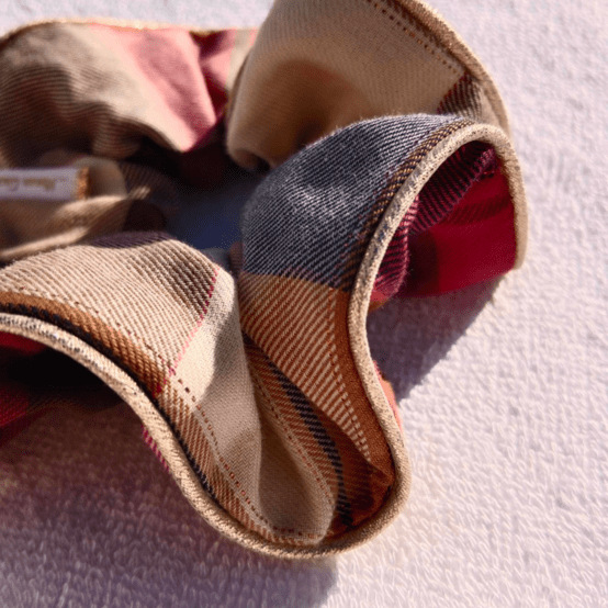 Grand Chouchou Passepoil tartan lurex rubis