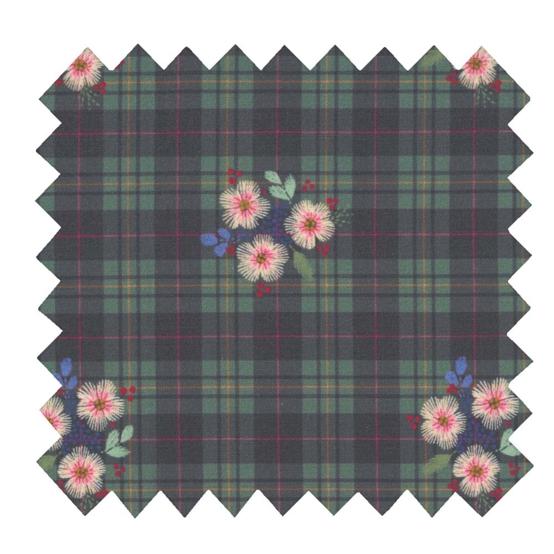 Tissu enduit au mètre tartan fleuri