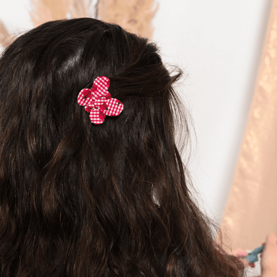 Barrette petit papillon vichy coccinelle