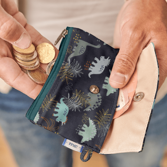 Mini pochette porte-monnaie jurassic dino marine