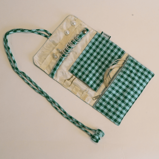 Pochette à bijoux vichy vert menthe