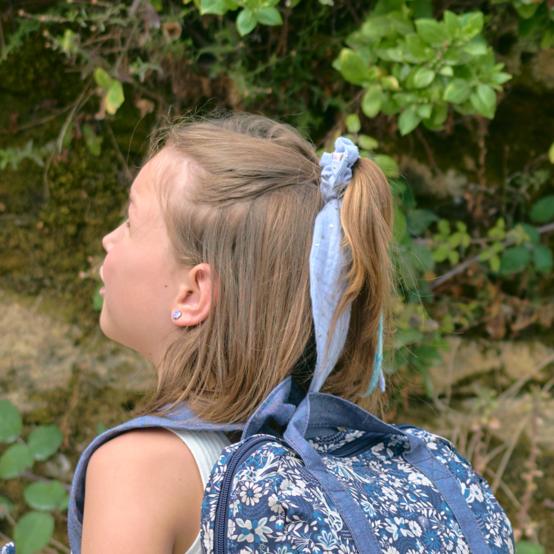 Foulchie court gaze pois or bleu baltique