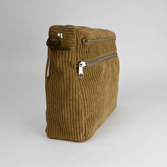 Base grande besace sans bandoulière velours côtelé large brun