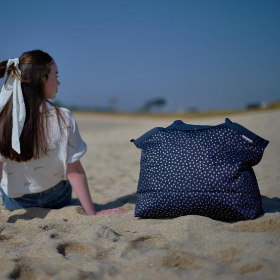 Grand sac cabas en tissu bulle bronze marine