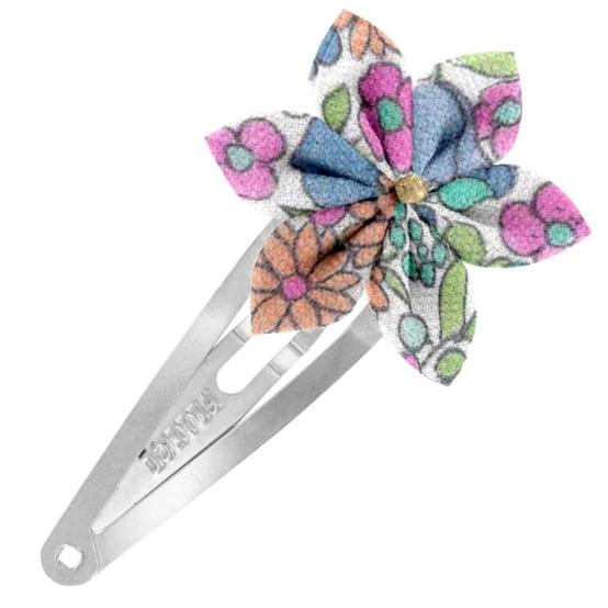 Barrette clic-clac fleur étoile pastel fleuri