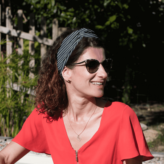 Bandeau croisé rayé argent marine