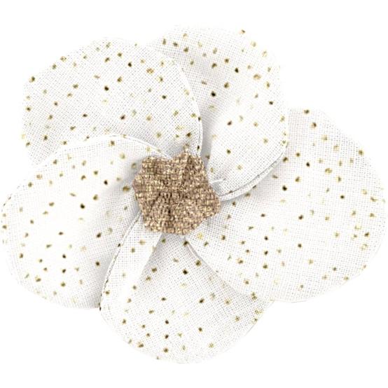 Petite Barrette Pétales de Fleur  blanc pailleté