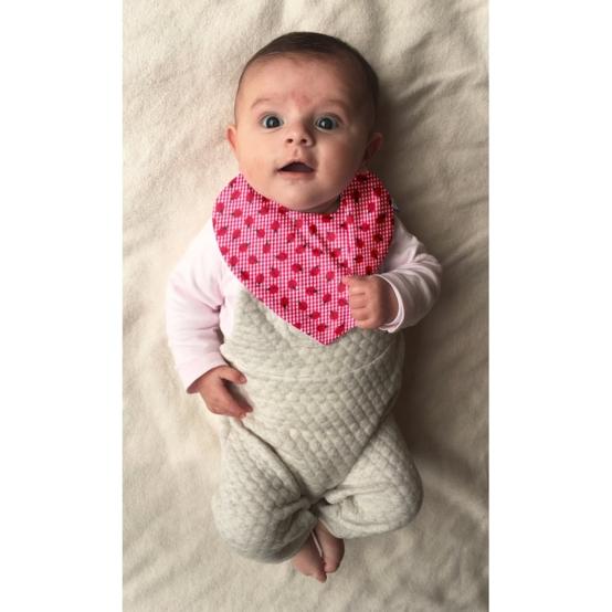 Bavoir bandana vichy coccinelle