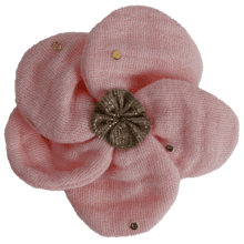 Petite Barrette Pétales de Fleur gaze pois or rose