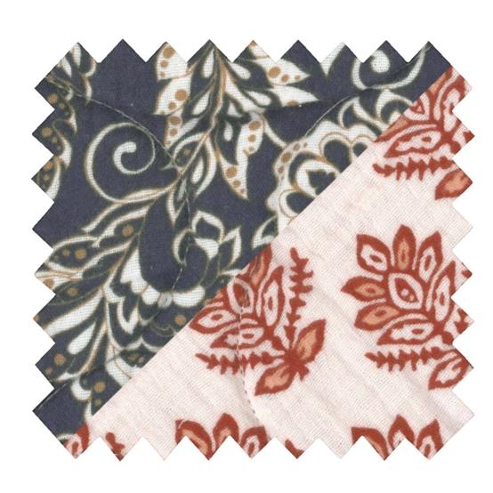 Tissu matelassé ex2548 gaze indienne matelassée bleu rouille