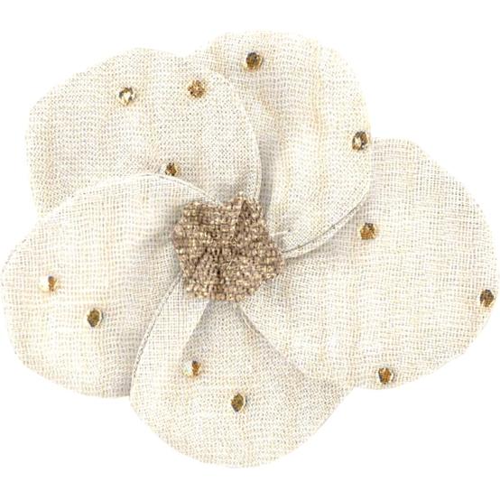 Petite Barrette Pétales de Fleur gaze pois or écru