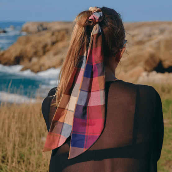 Foulchie long tartan lurex rubis