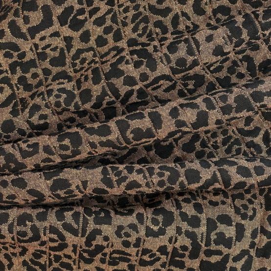 Tissu Jacquard leopard matelassé moka