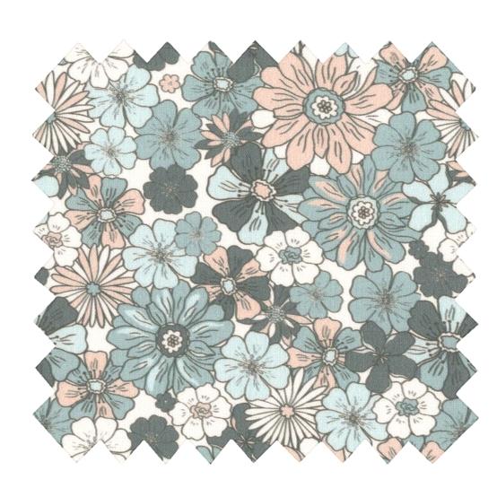 Coupon tissu enduit de 35cm  ex2603 bleuet rétro nude