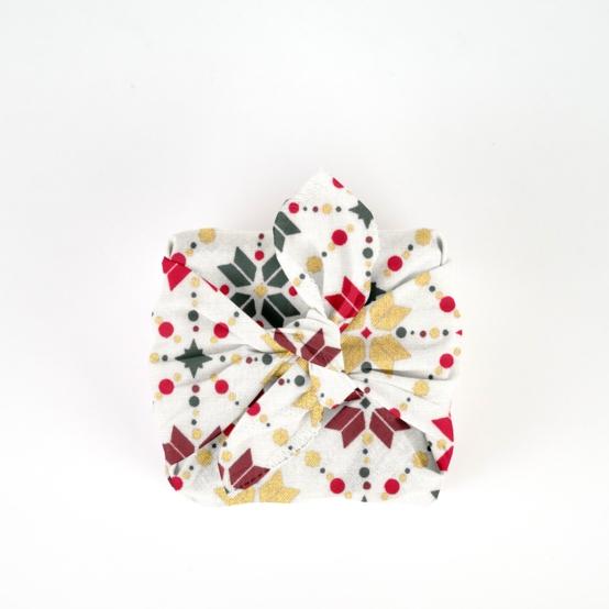 Furoshiki petit 35 x 35 cm ex2318 géometrique scandinave or écru