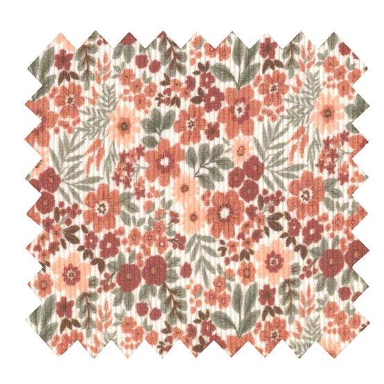 Tissu jersey côtelé fleuri rouille