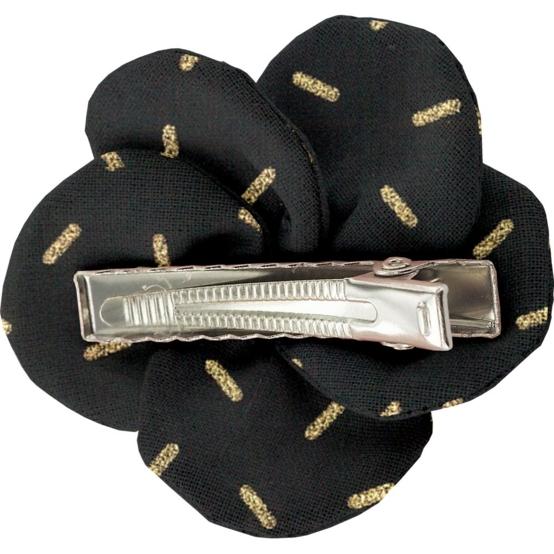 Petite Barrette Pétales de Fleur  paille dorée noir