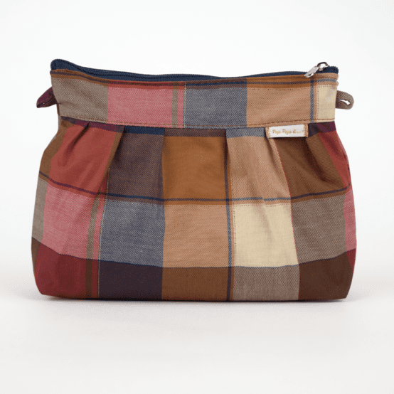 Pochette plissée tartan lurex rubis