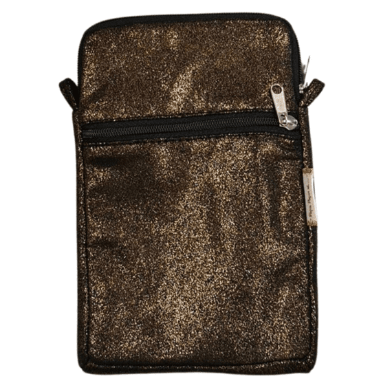 Pochette téléphone matelassée suédine pailletée or