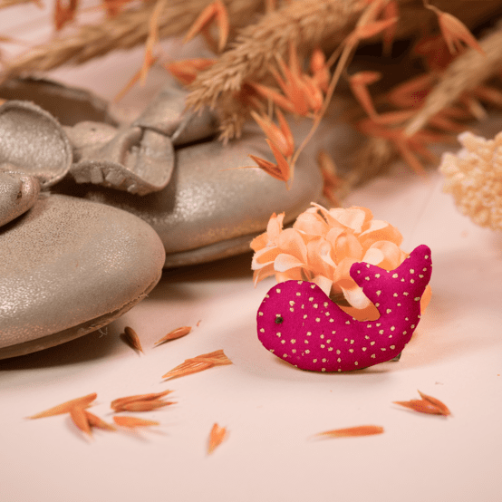 Barrette Baleine fuchsia pailleté