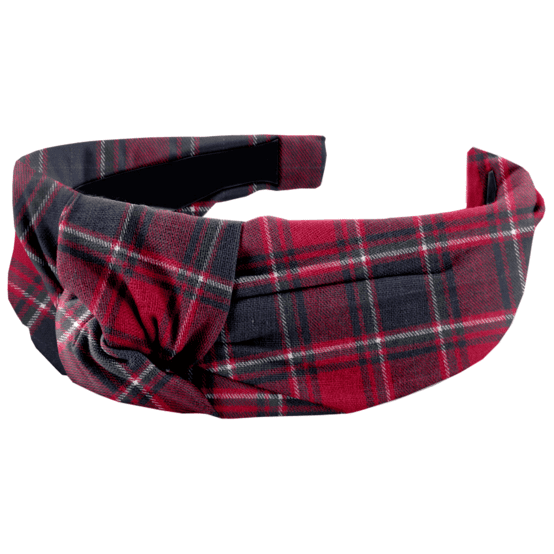 Serre-tête Large Croisé tartan rouge