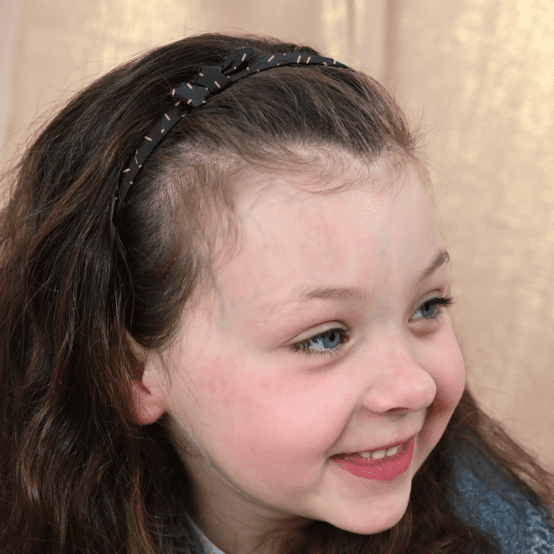 Serre-tête fin  paille dorée noir