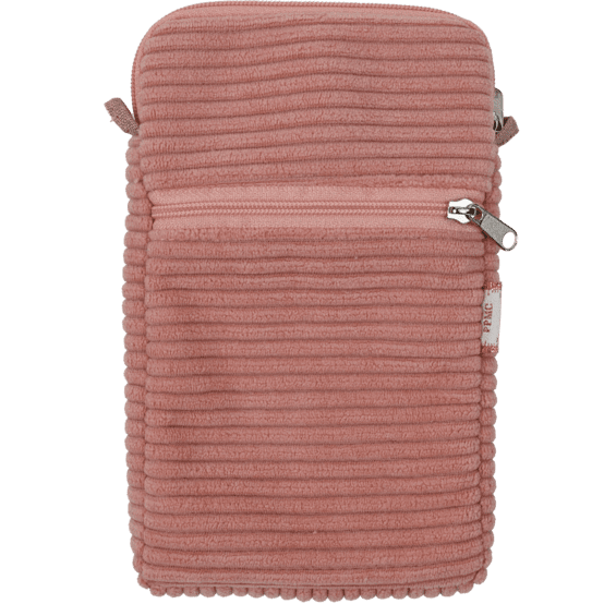 Pochette téléphone matelassée velours côtelé rose blush