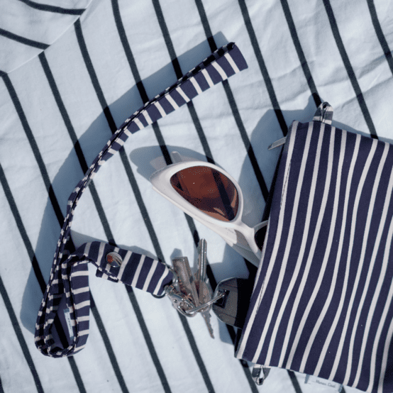 Porte-clés collier rayé ivoire marine