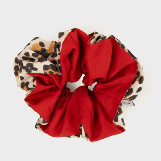 Grand chouchou bicolore leopard - rouge