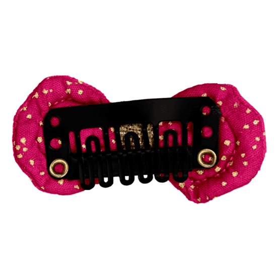 Barrette Noeud Anti-Glisse fuchsia pailleté