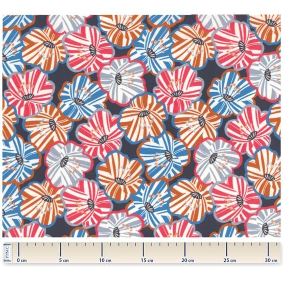 Tissu voile anémones rayées