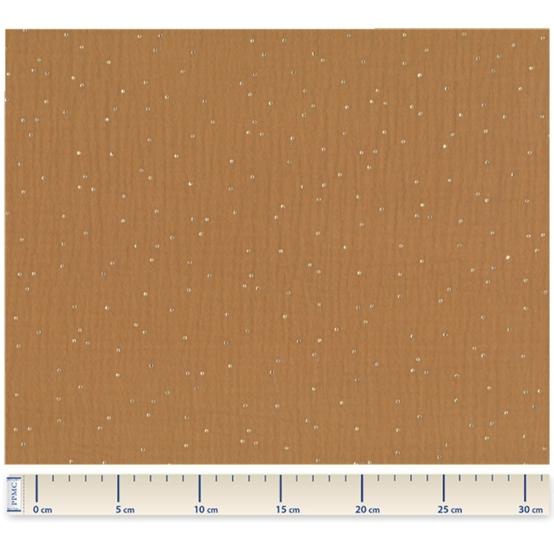 Tissu gaze pois or caramel