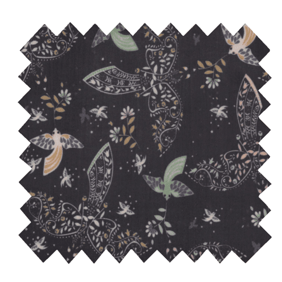 Coupon tissu enduit de 35cm  ex2480 oiseau bandana marine