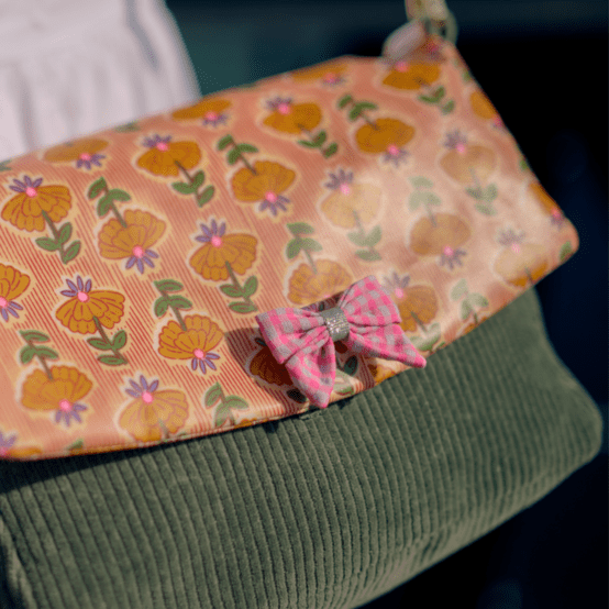 Barrette Mini Noeud Papillon vichy rose fluo