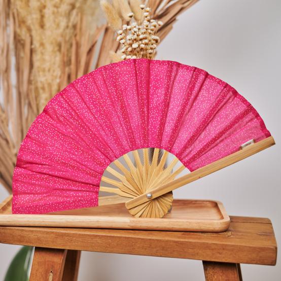 Eventail fuchsia pailleté